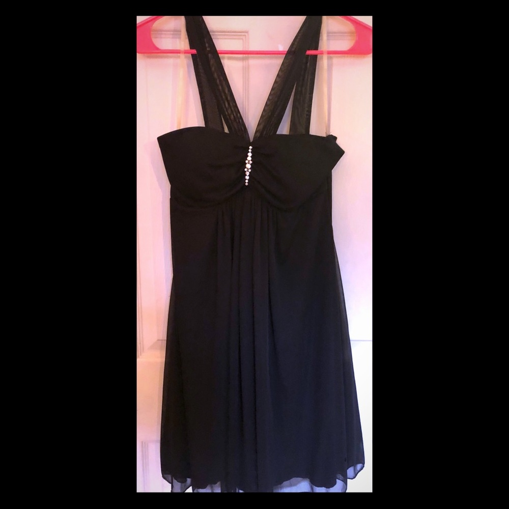 Little black dress with crystal accent